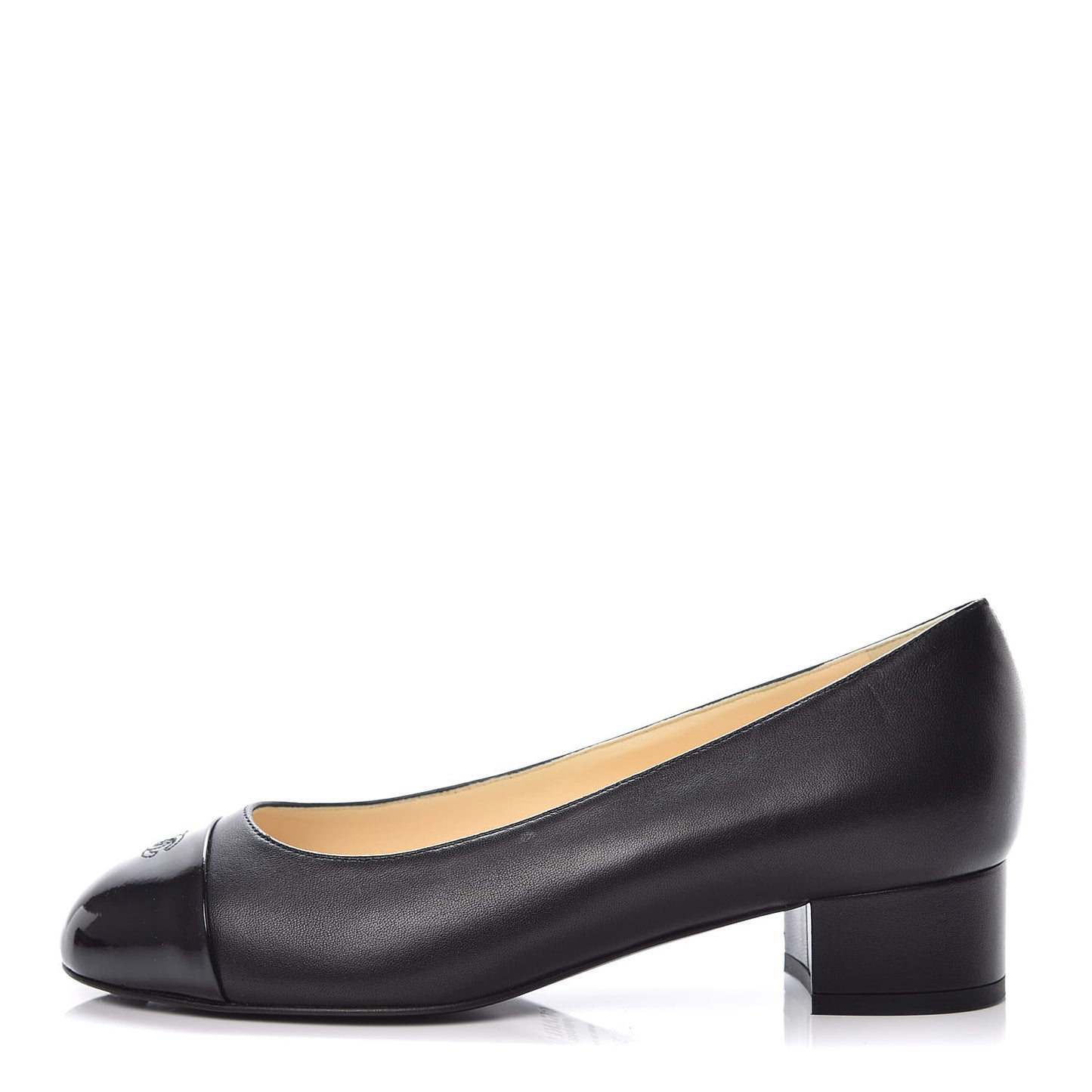 Lambskin Patent CC Cap Toe Pumps 37 Black