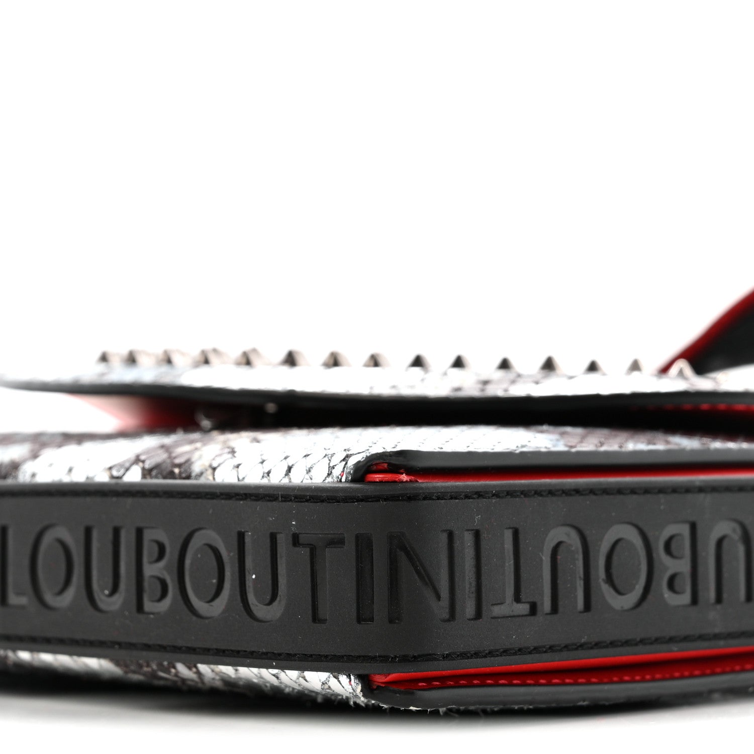Christian Louboutin Metallic Snakeskin Spiked Explorafunk Wallet On Strap Gunmetal Black Multicolor 10 of 12