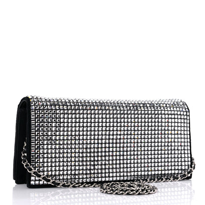 Chanel Crystal Suede Chain Evening Clutch Black Silver 2 of 17
