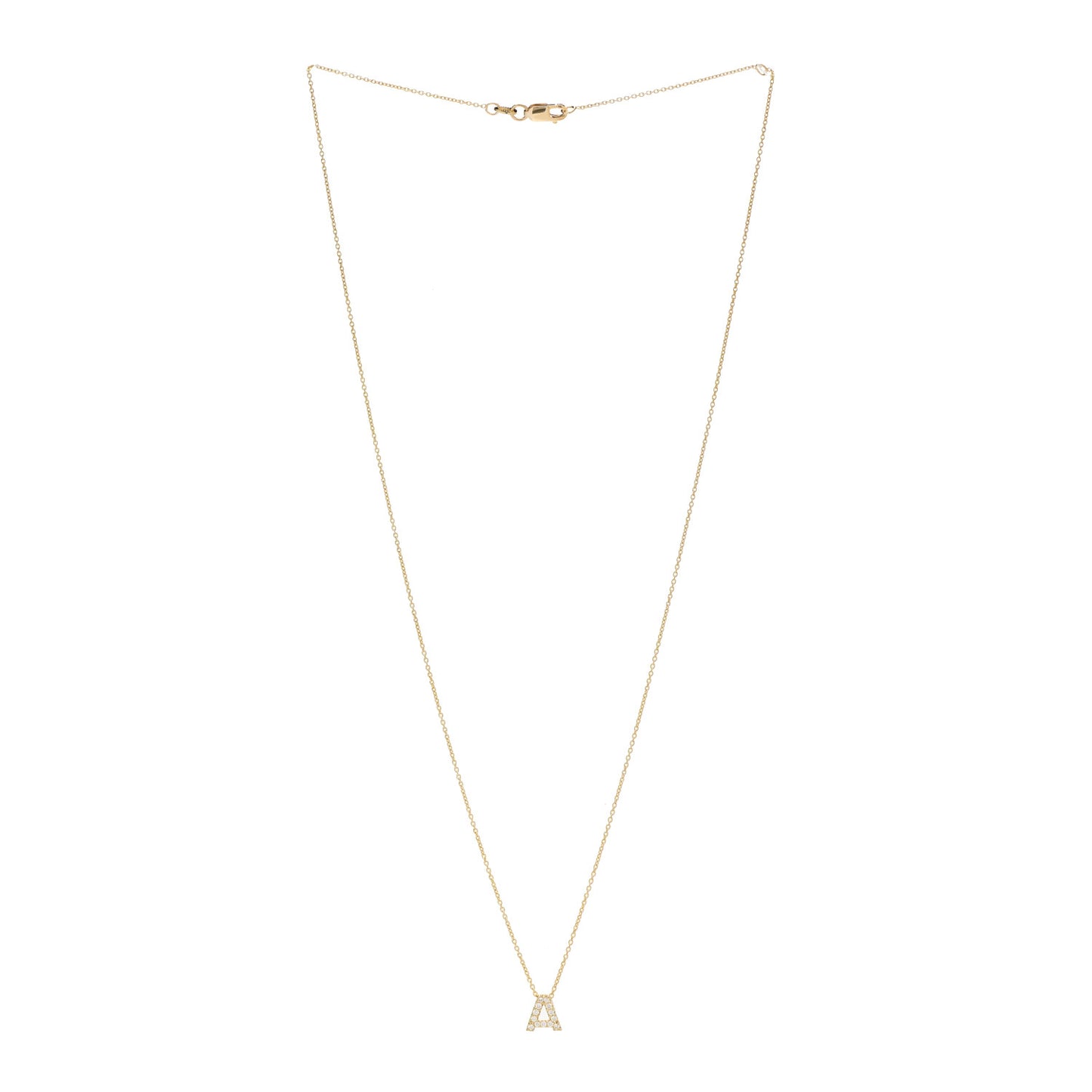 18K Yellow Gold Diamond Love Letter A Pendant Necklace