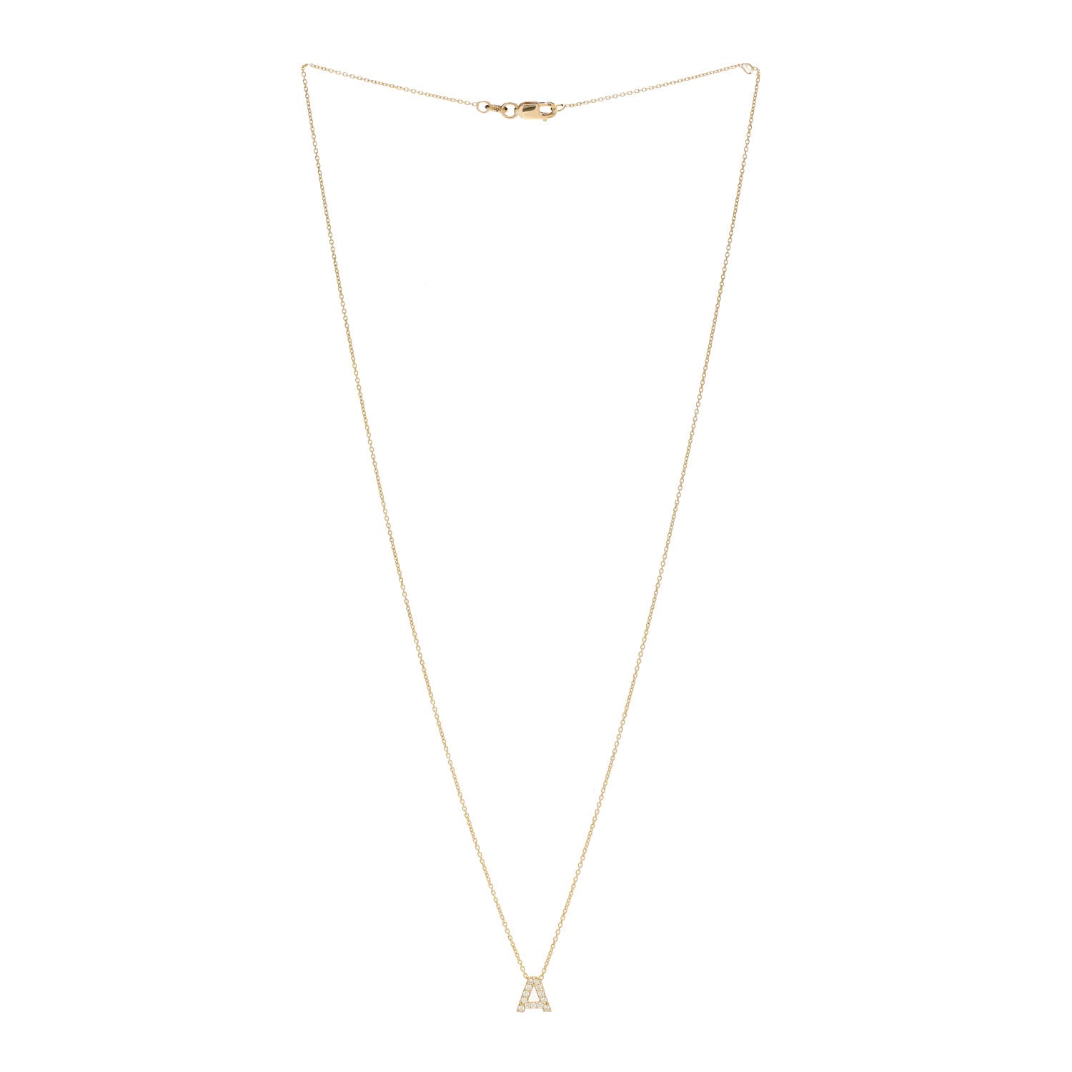 Roberto Coin 18K Yellow Gold Diamond Love Letter A Pendant Necklace 3 of 5