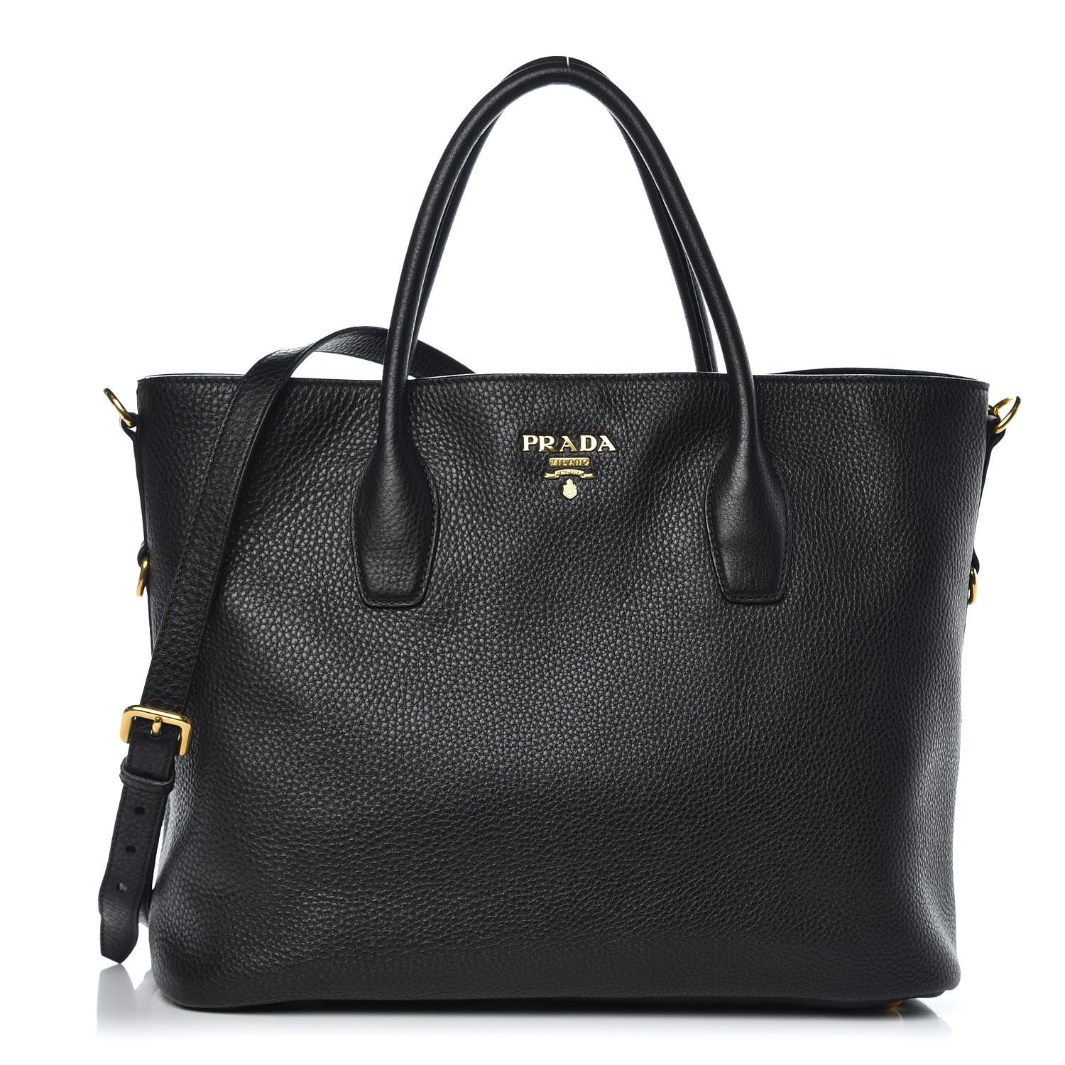 Prada Vitello Daino Tote Black 1 of 9