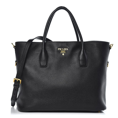 Prada Vitello Daino Tote Black 1 of 9