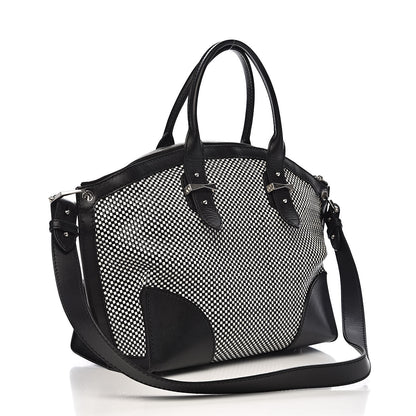 Alexander McQueen Soft Calfskin Woven Medium Legend Tote Black White 3 of 11