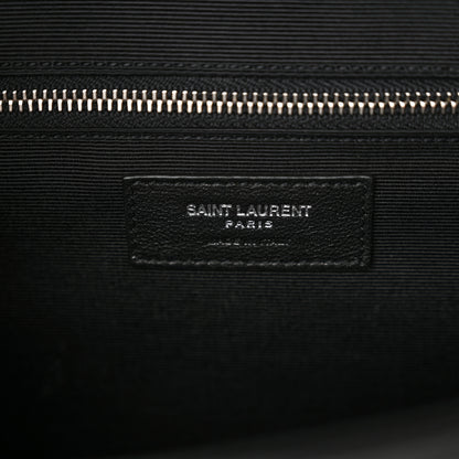 Saint Laurent Grain De Poudre Matelasse Chevron Large Monogram Satchel Black 7 of 10