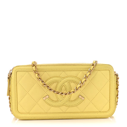 Chanel Caviar Quilted CC Filigree Clutch With Chain Yellow 1 of 17