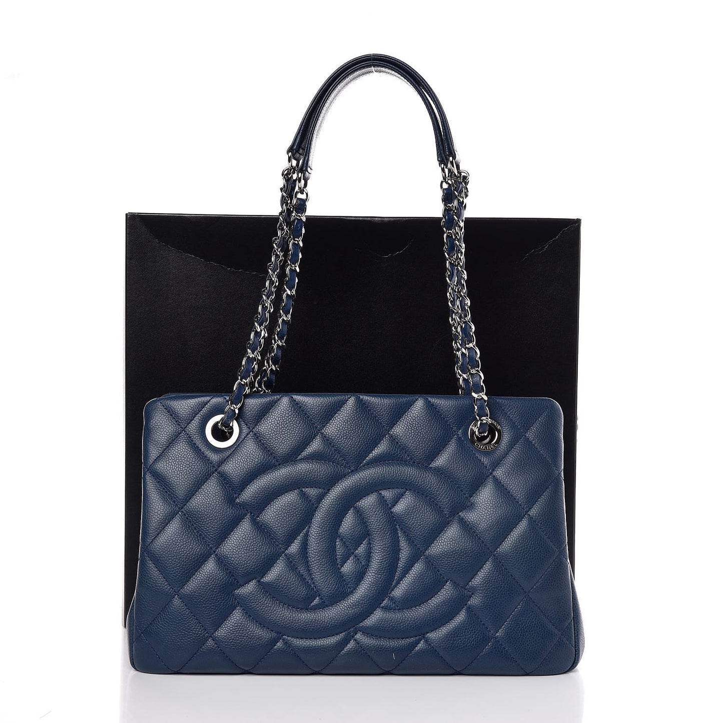 Caviar Quilted Timeless CC Tote Dark Navy Blue
