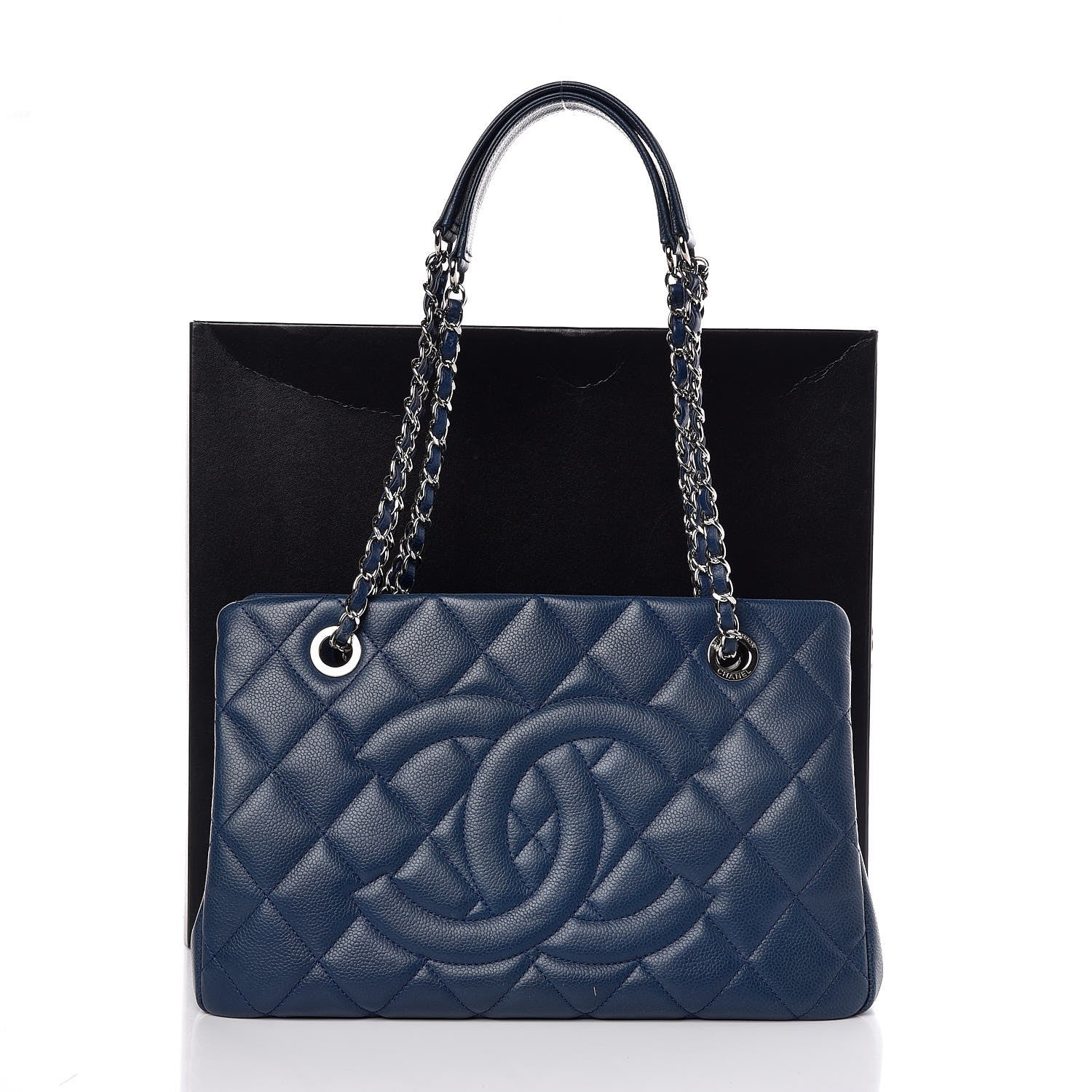 Chanel Caviar Quilted Timeless CC Tote Dark Navy Blue 8 of 8