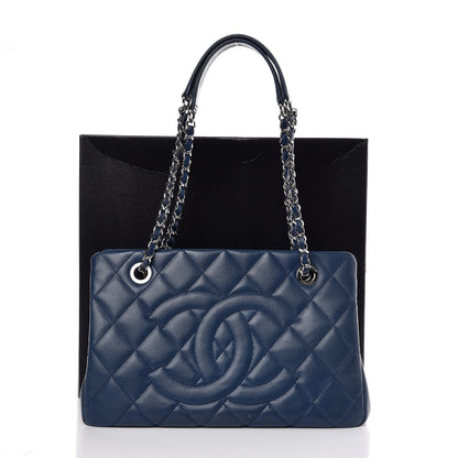 Chanel Caviar Quilted Timeless CC Tote Dark Navy Blue 8 of 8