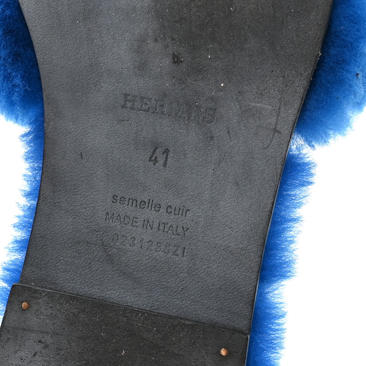 Hermes Woolskin Oran Sandals 41 Blue 7 of 8