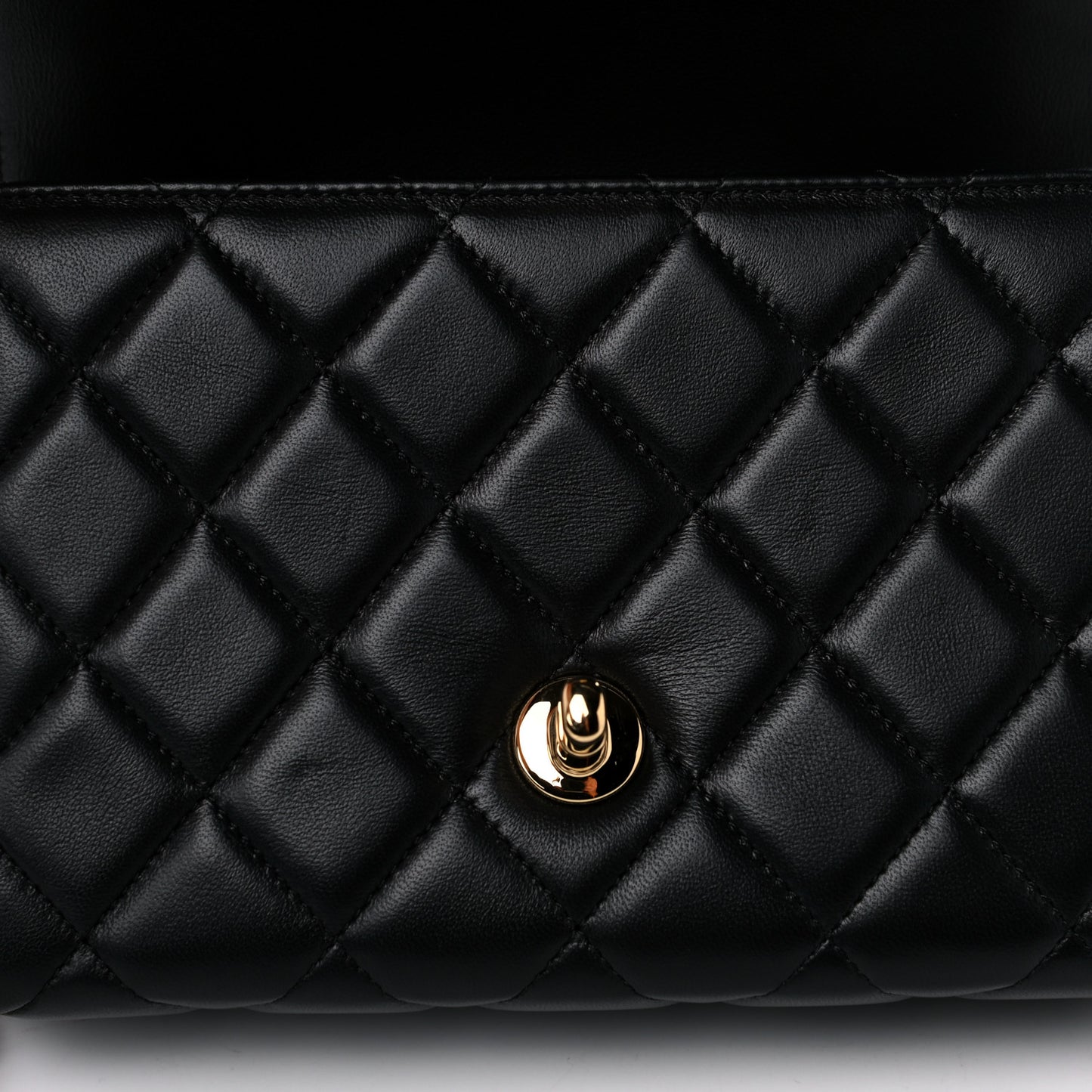Lambskin Quilted Mini Golden Plate Flap Black