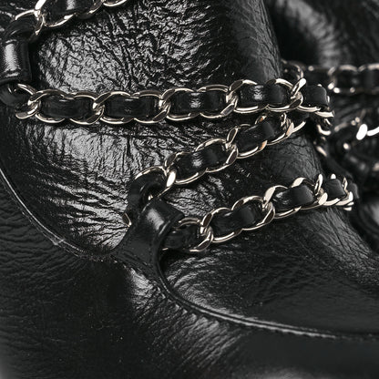 Chanel Crackled Calfskin Chain CC Short Boots 38.5 Black 11 of 14