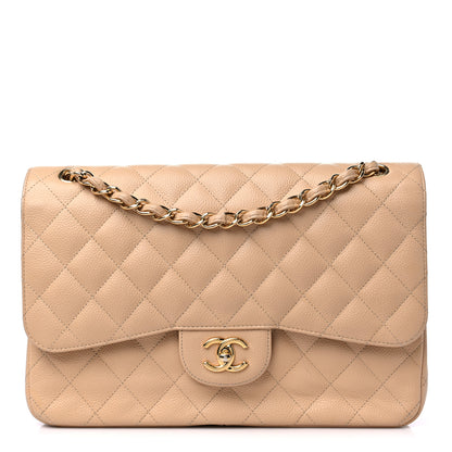 Chanel Caviar Quilted Jumbo Double Flap Beige Clair 1 of 17