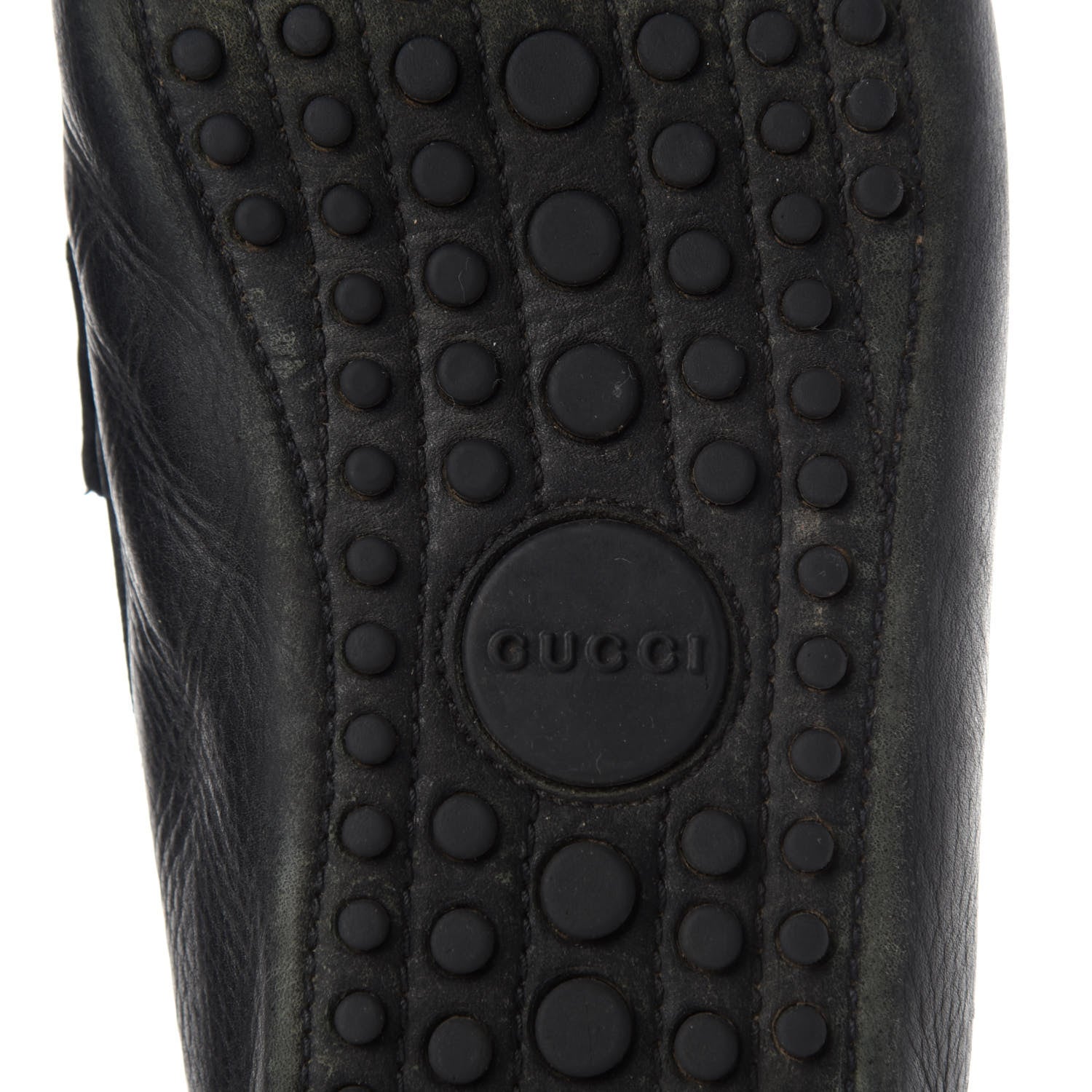 Gucci Calfskin Mens Horsebit Web Driver Loafers 8.5 Black 6 of 7
