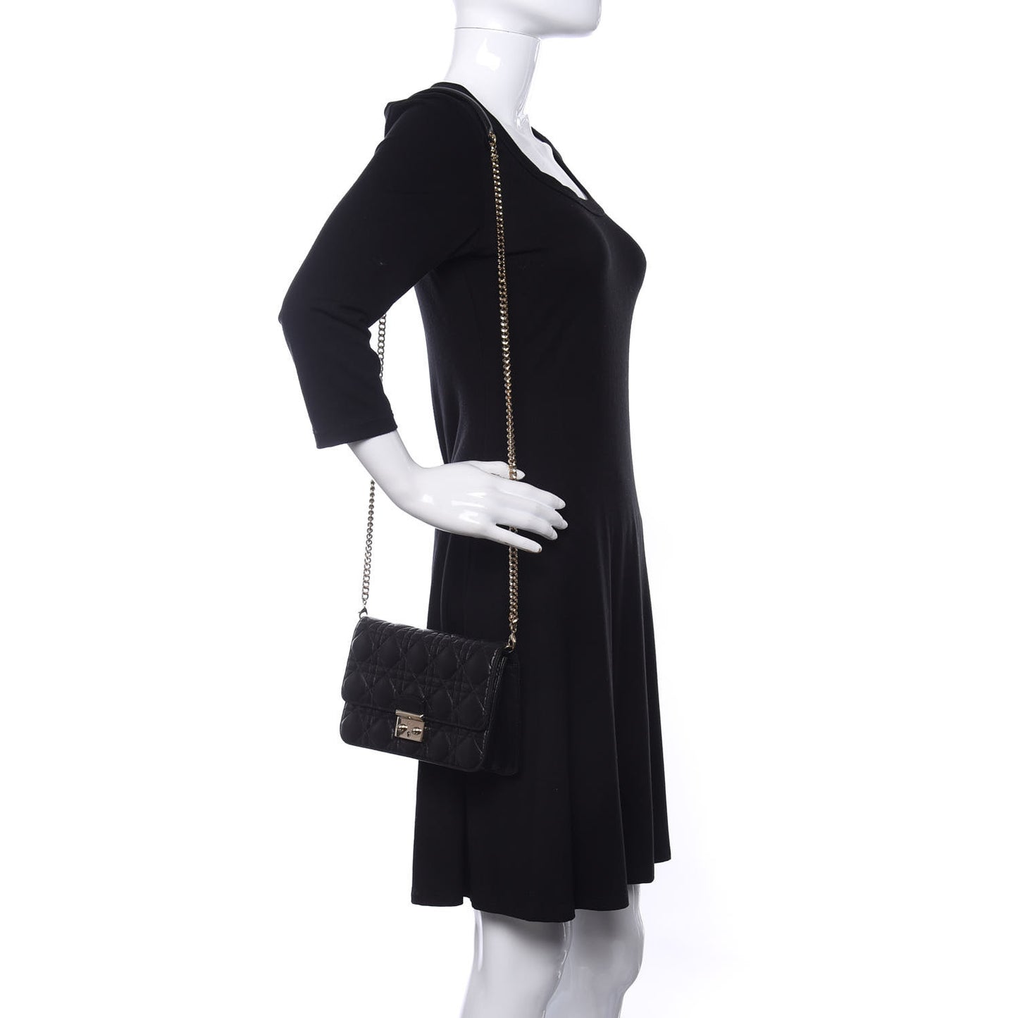 Lambskin Cannage Miss Dior Promenade Pouch Black