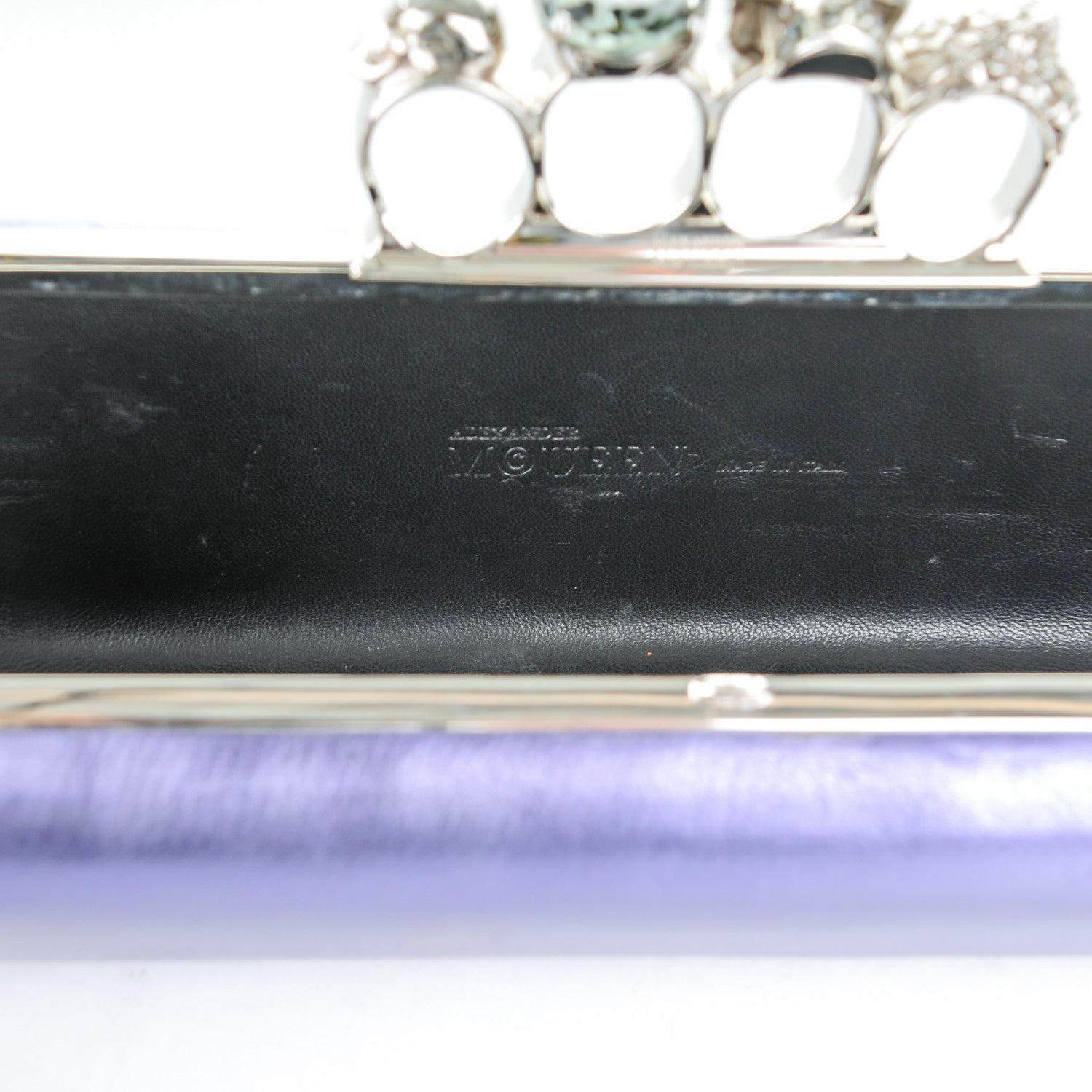 Alexander McQueen Metallic Lambskin Knucklebox Clutch Purple 6 of 7