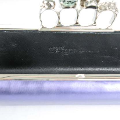 Alexander McQueen Metallic Lambskin Knucklebox Clutch Purple 6 of 7