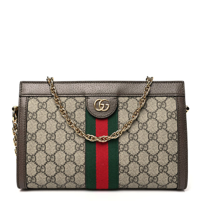 Gucci GG Supreme Monogram Web Small Ophidia Chain Shoulder Bag Brown 1 of 10