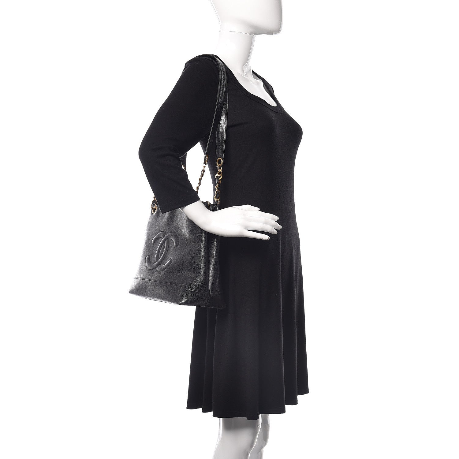 Chanel Caviar CC Shopper Tote Black 2 of 9