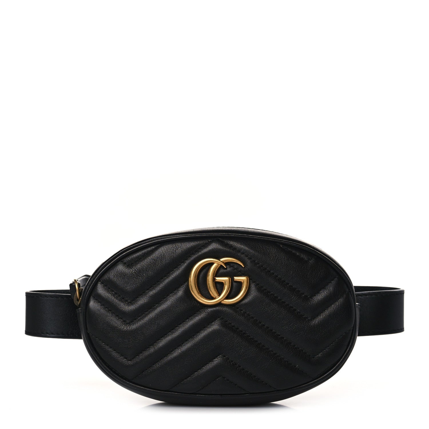 Gucci Calfskin Matelasse GG Marmont Belt Bag 85 34 Black 1 of 10