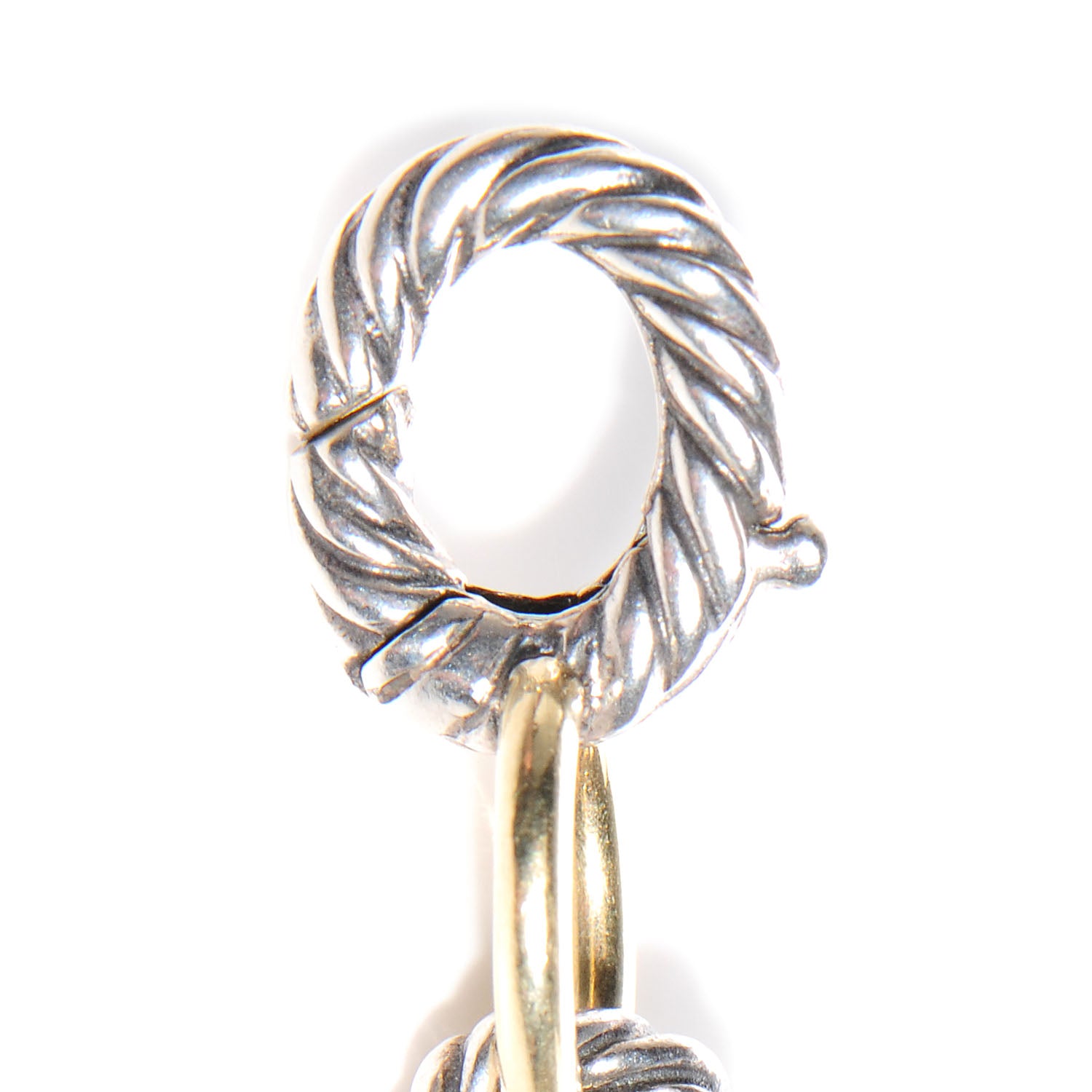 David Yurman Sterling Silver 18K Yellow Gold 10mm Medium Oval Link Bracelet 5 of 6