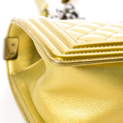 Chanel Metallic Patent Calfskin Quilted Medium Boy Flap Gold 12 of 22