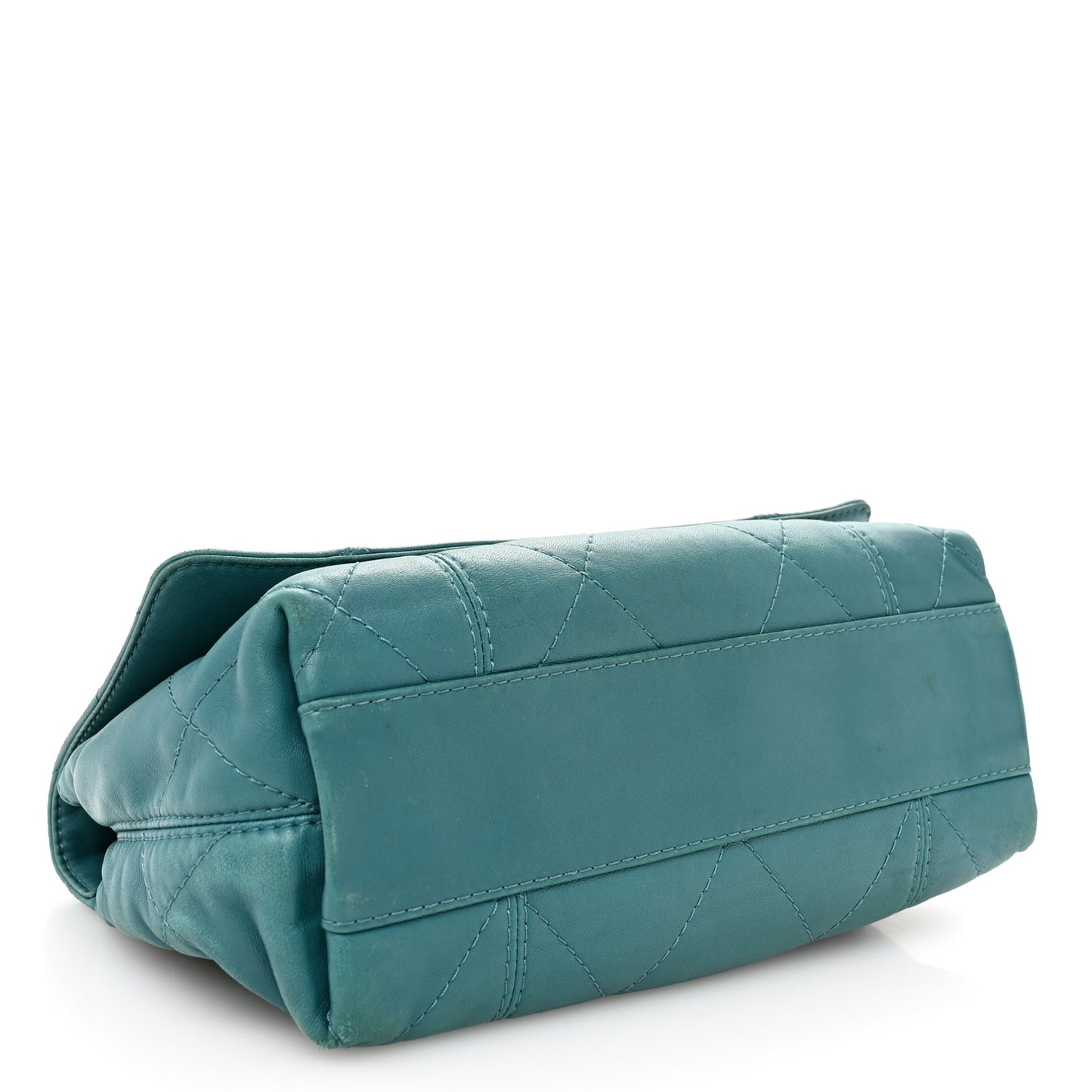 Lambskin Quilted Large Soft Touch Flap Green