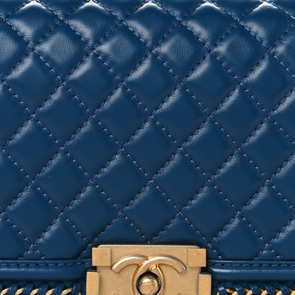Chanel Calfskin Quilted Medium Boy Top Handle Flap Blue 8 of 10