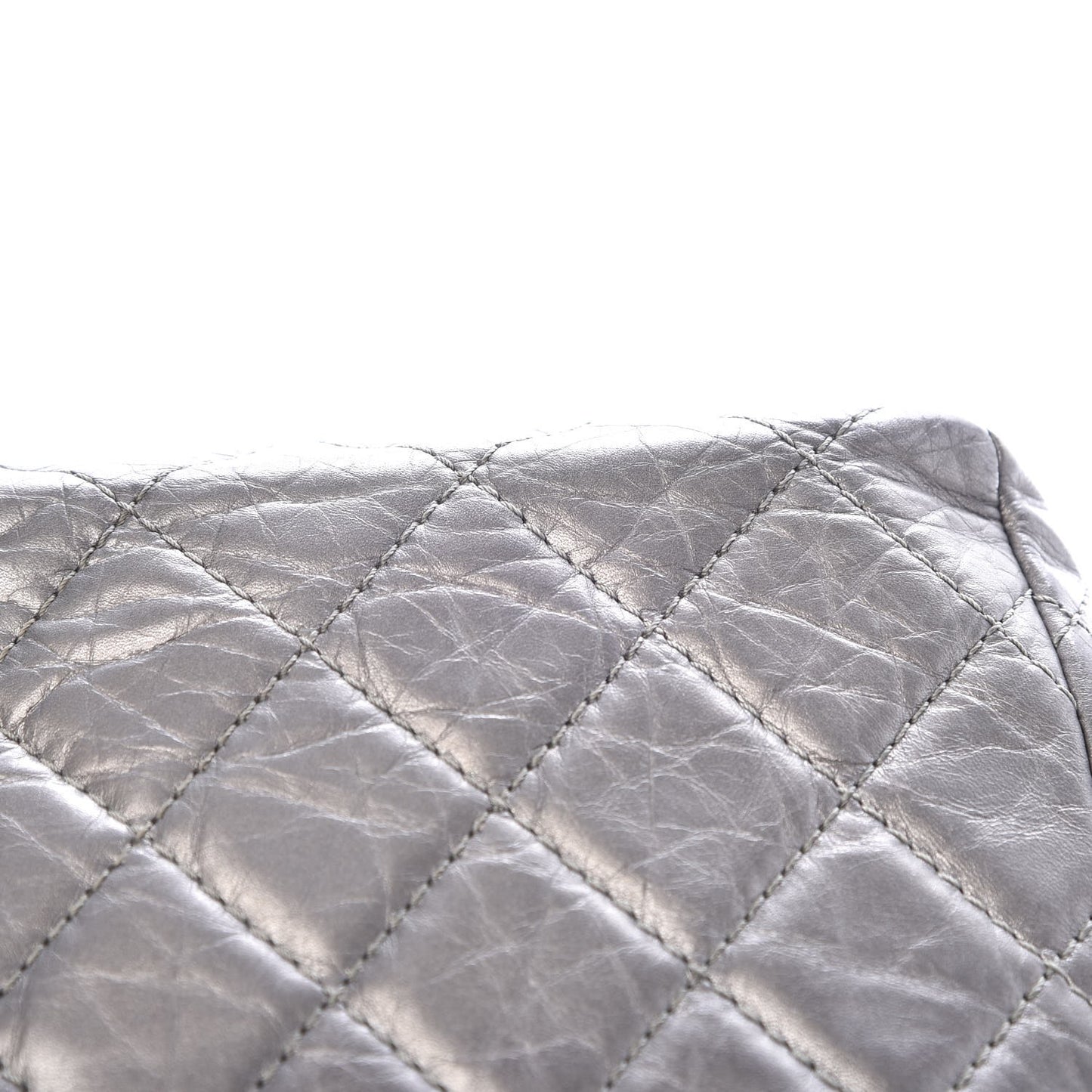 Metallic Aged Calfskin Quilted 2.55 Reissue 227 Flap Dark Silver