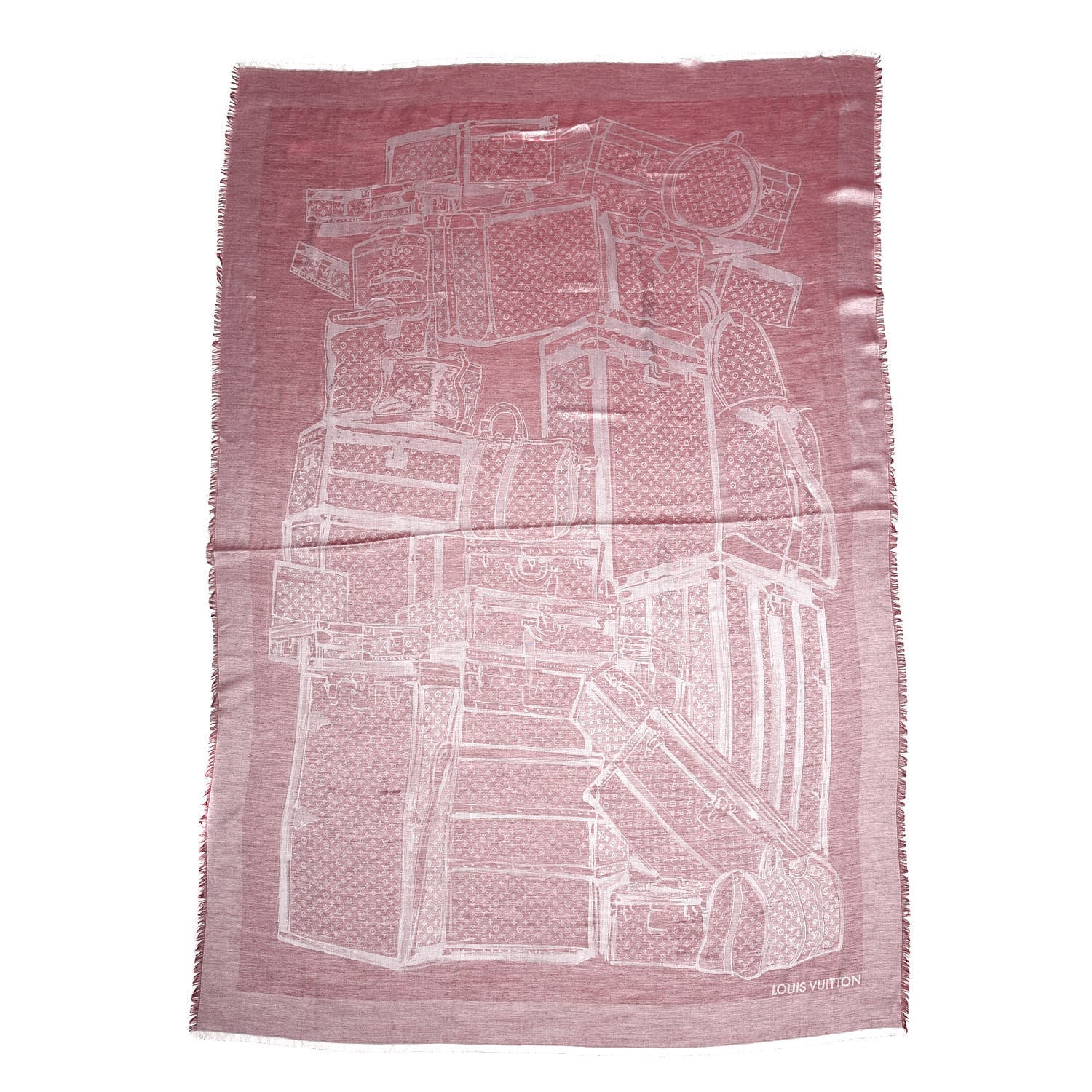 Louis Vuitton Cashmere Silk Steamer Shawl Red 1 of 4