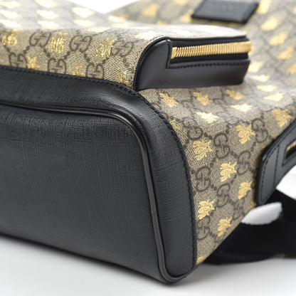 Gucci GG Supreme Monogram Bees Print Small Day Backpack Beige Oro Black 8 of 9