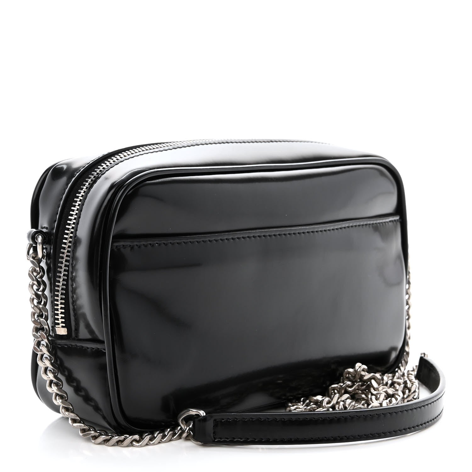Saint Laurent Shiny Calfskin Monogram Mini Lou Camera Bag Black 3 of 10