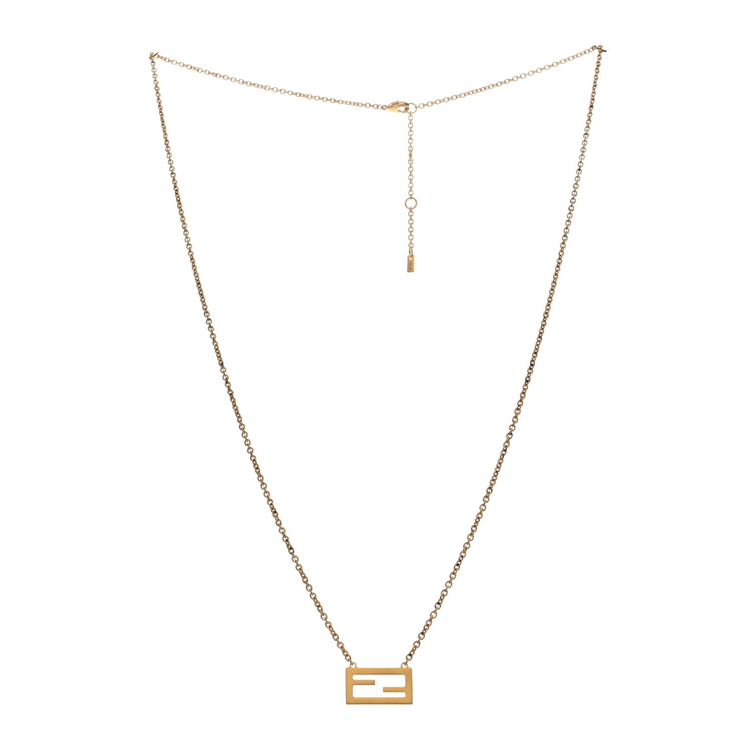 Fendi Bronze Baguette Necklace Gold 3 of 5