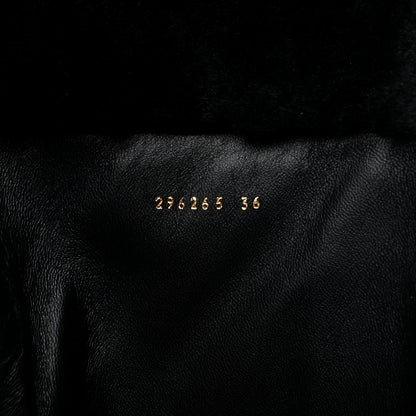 Gucci Suede Shearling Fur Microguccissima Courtney Tall Wedge Boots 36 Black 8 of 11