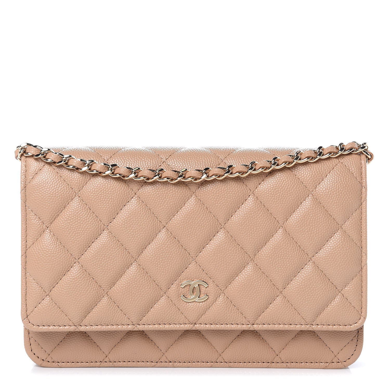 Chanel Caviar Quilted Wallet On Chain WOC Beige 1 of 9