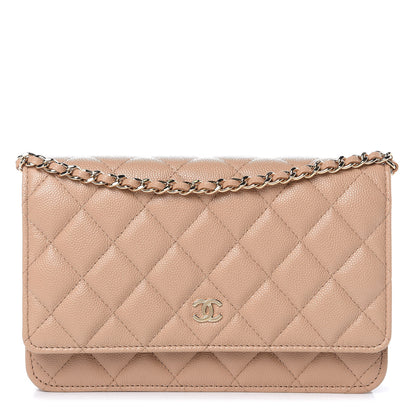 Chanel Caviar Quilted Wallet On Chain WOC Beige 1 of 9