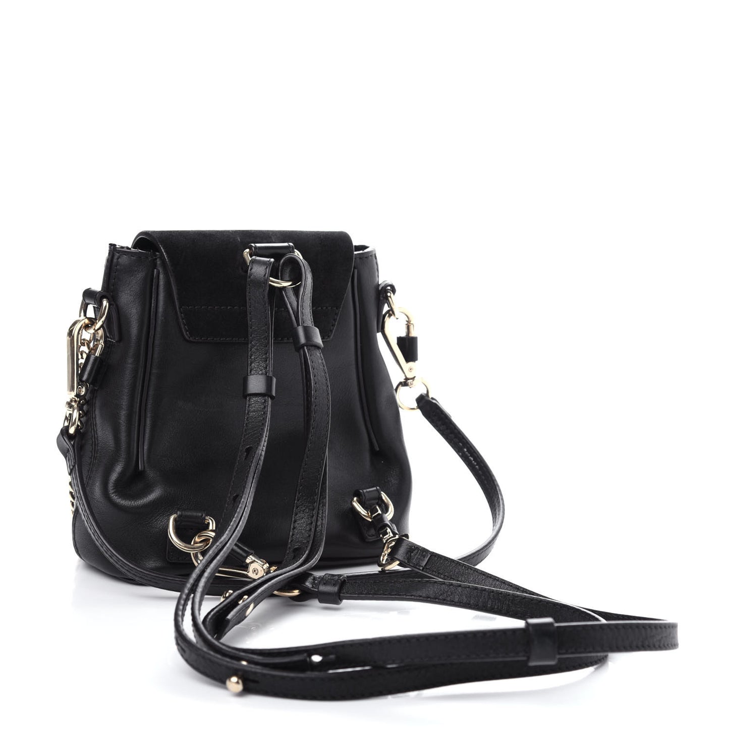 Suede Calfskin Mini Faye Backpack Black
