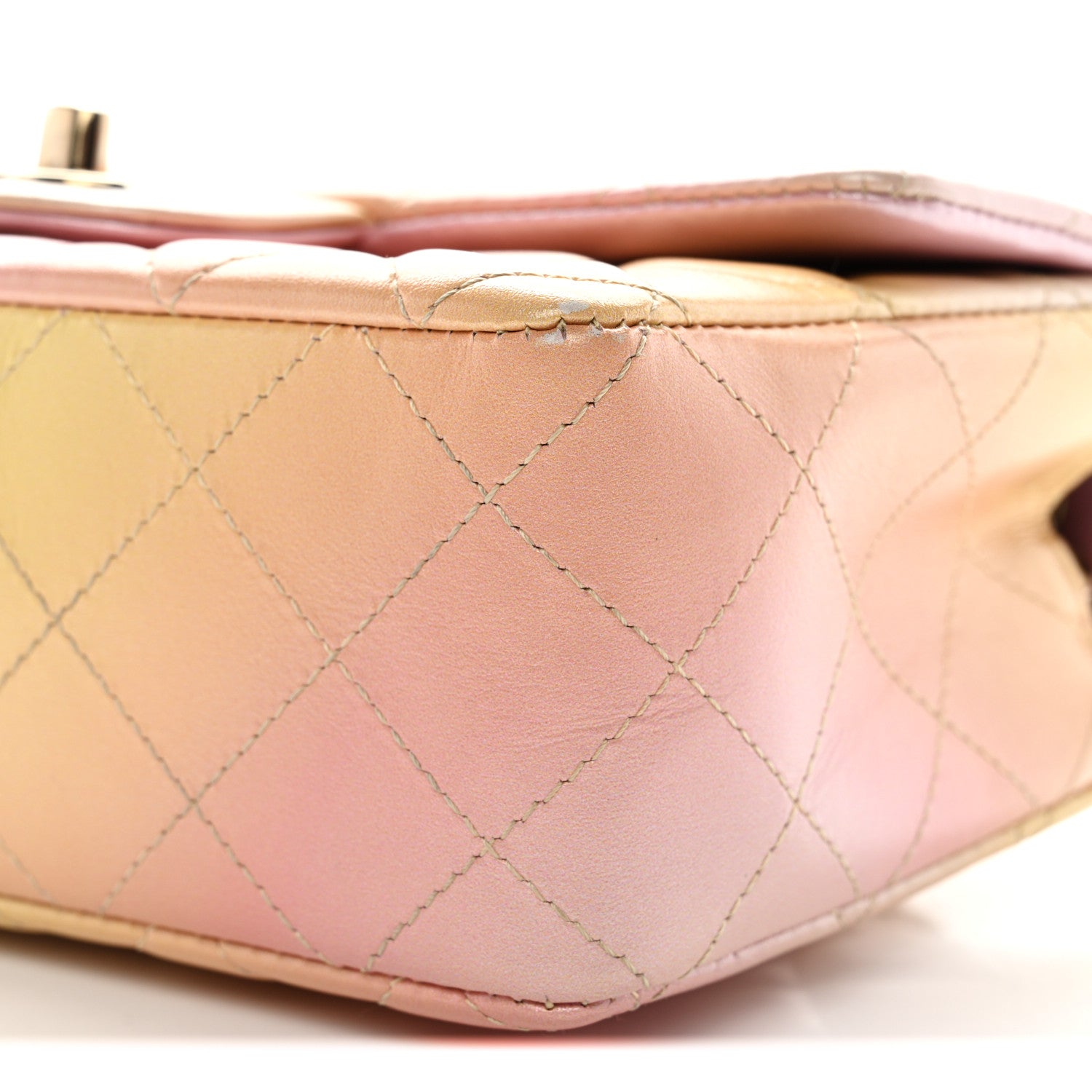 Chanel Lambskin Quilted Tie Dye Ombre Mini Rectangular Flap Yellow Multicolor 10 of 13