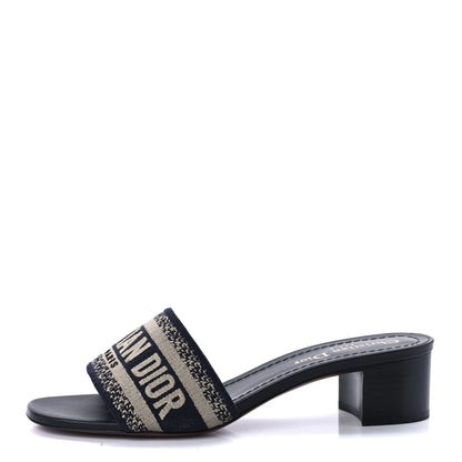 Christian Dior Cotton Embroidered Dway 40mm Slide Sandals 35.5 Deep Blue 1 of 8