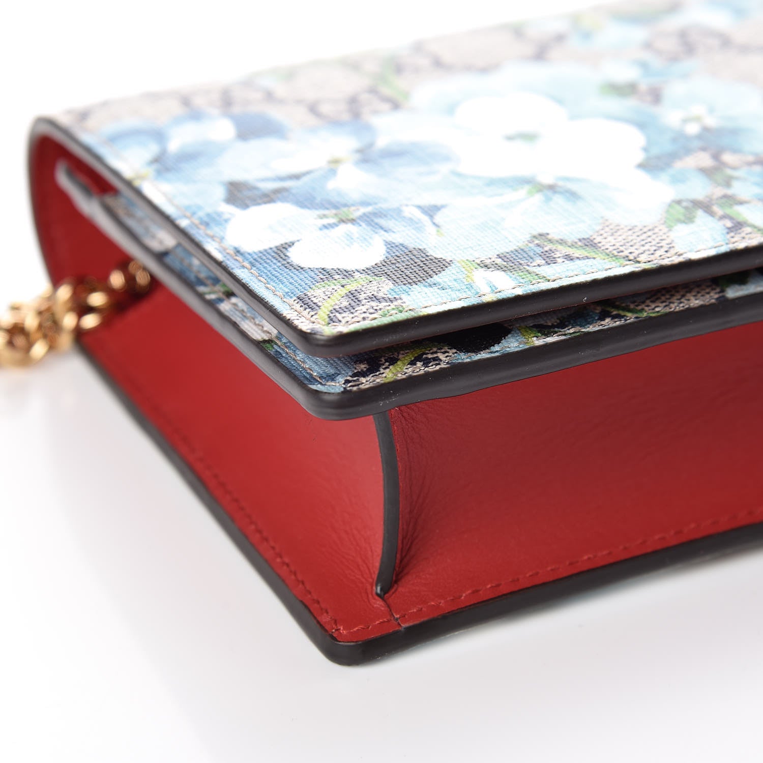 Gucci GG Supreme Monogram Blooms Chain Wallet Blue 5 of 9