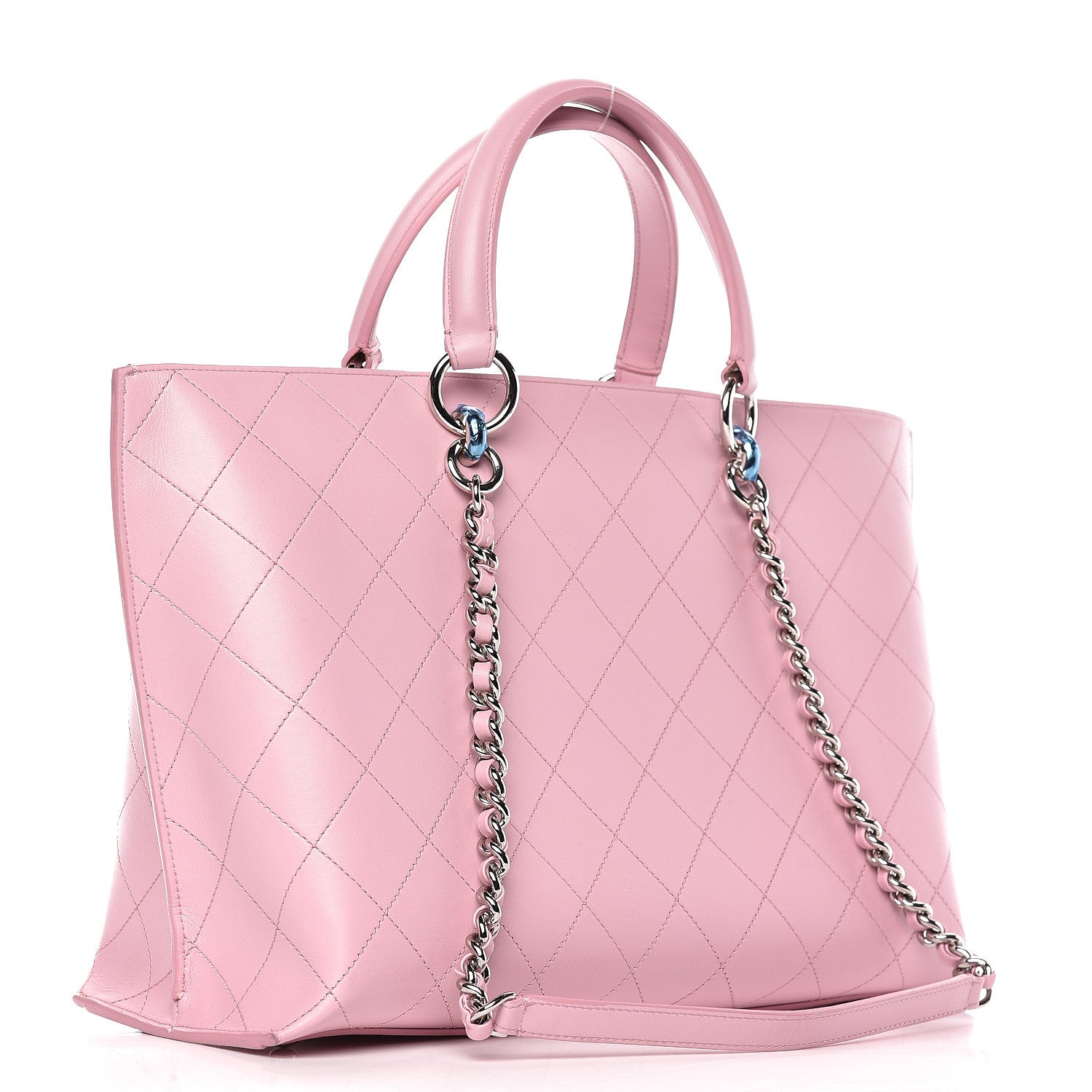 Chanel Calfskin Stitch Medium Ring My Bag Shopping Tote Pink 3 of 11
