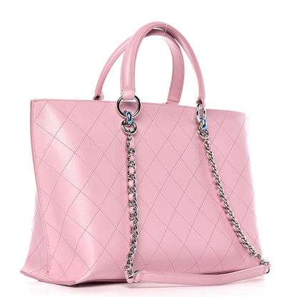 Chanel Calfskin Stitch Medium Ring My Bag Shopping Tote Pink 3 of 11