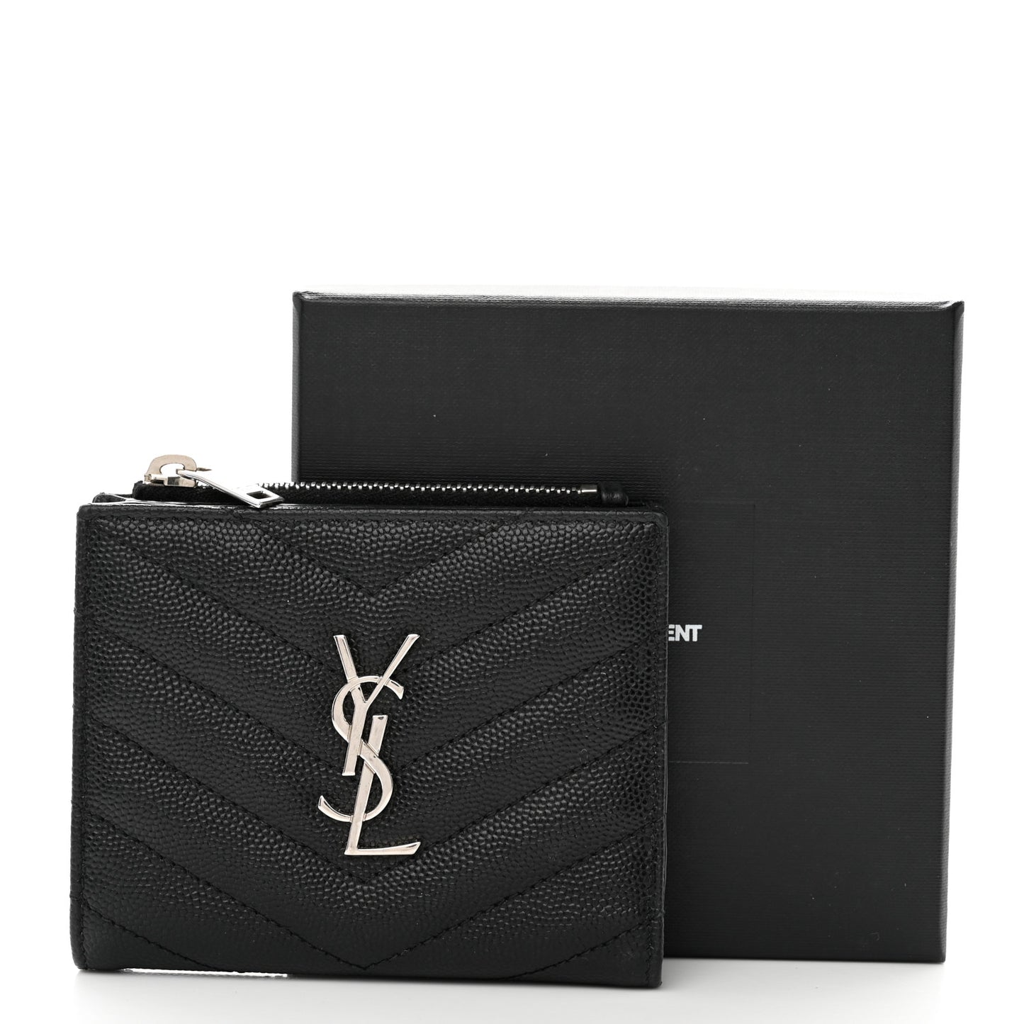 Grain De Poudre Matelasse Chevron Monogram Zipped Card Case Black