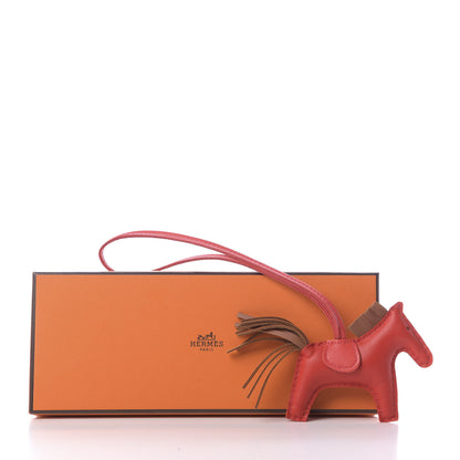 Hermes Milo Lambskin Grigri Rodeo Horse Bag Charm PM Rouge Indien Gold Bougainvillea 6 of 6