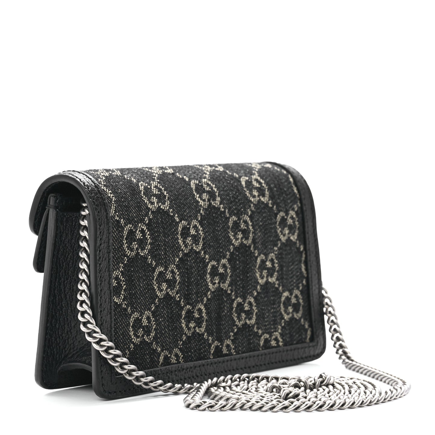 Jacquard Black Denim GG Monogram Super Mini Dionysus Shoulder Bag Black Ivory