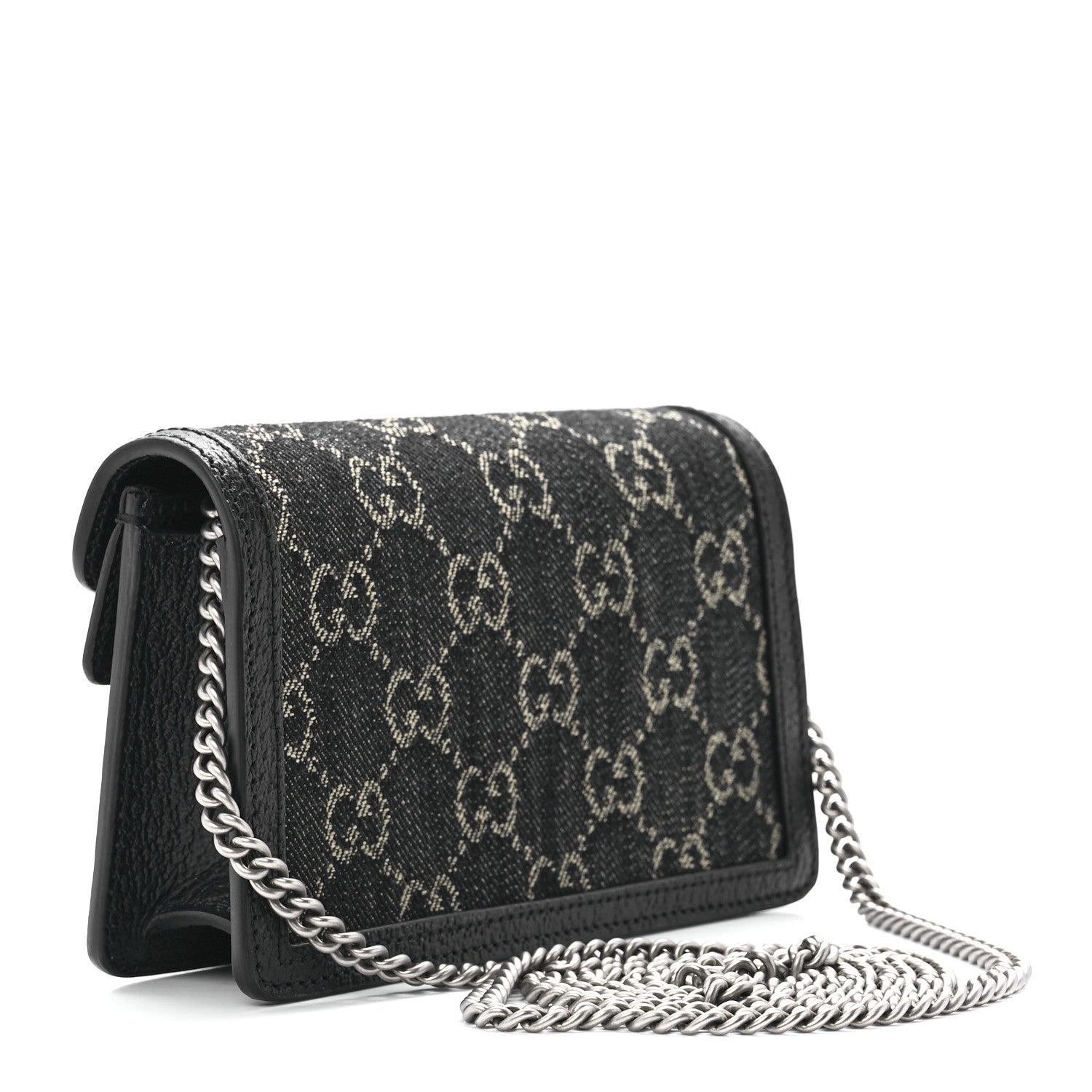 Gucci Jacquard Black Denim GG Monogram Super Mini Dionysus Shoulder Bag Black Ivory 3 of 9