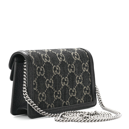 Gucci Jacquard Black Denim GG Monogram Super Mini Dionysus Shoulder Bag Black Ivory 3 of 9