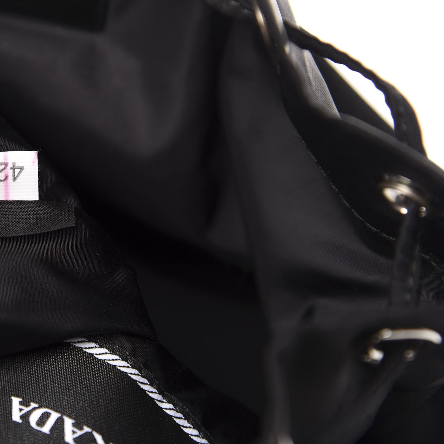 Prada X UNIVERSAL STUDIOS Tessuto Nylon Saffiano Frankenstein Heart Drawstring Wristlet Bucket Bag Fuxia 11 of 12