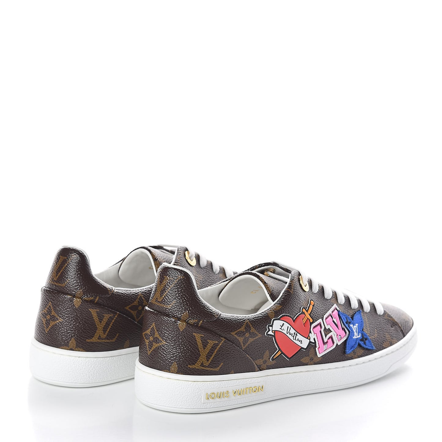 Calfskin Monogram LV Black Heart Sneakers 37 Cacao