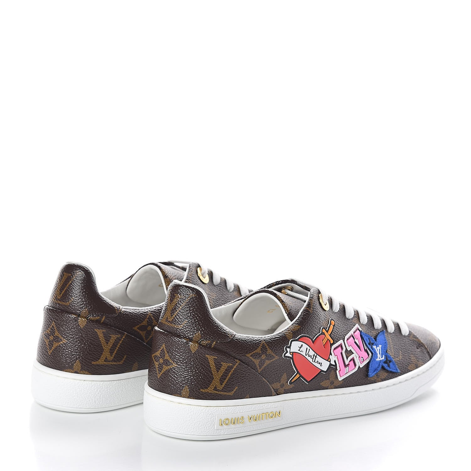 Louis Vuitton Calfskin Monogram LV Black Heart Sneakers 37 Cacao 4 of 7